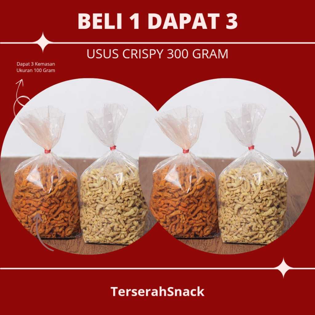 Jual Buy 1 Get 3 USUS CRISPY 300 Gram Kripik Usus Rasa Original 100gr ...