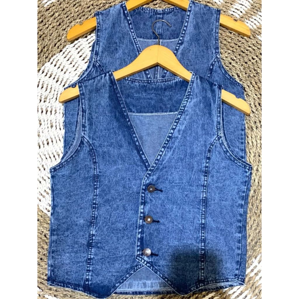 Jual ROMPI JEANS KOREAN STYLE || VEST JEANS KANCING || VEST KOREAN ...