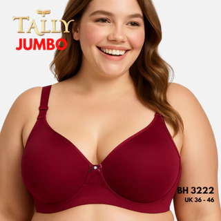 TALLY Sarwendah BH 3222 Bra JUMBO Ada Kawat Bahan Nilon Busa Tipis Cup D - E Kait 3 Bra Cup BIG SIZE Lembut dan Nyaman