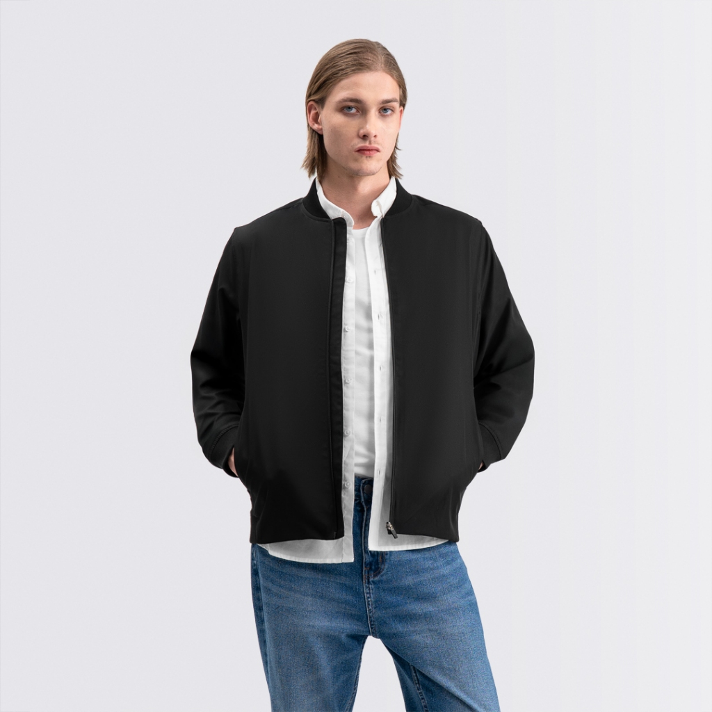 Jual Livehaf - Bomber Shin Jacket Black | Shopee Indonesia