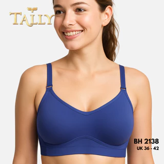 TALLY Sarwendah BH 2138 Bra Wanta Tanpa Kawat Busa Tipis Bahan Katun CUP C - D Kait 3 Bra Harian Pakaian Dalam Wanita Lembut dan Stretchable