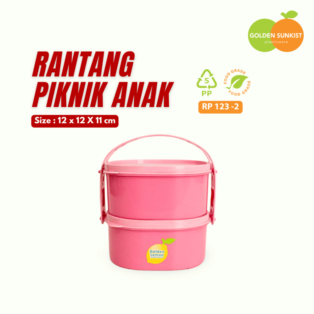 Jual GS Set Rantang Piknik Anak Susun 2 Food Grade 12cm x 12cm x 11,5cm ...