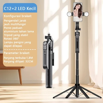 TOOREA Pelacakan Wajah Otomatis Tripod Selfie Stick 1.8m Gimbal Handphone Stabilizer 360° Stand