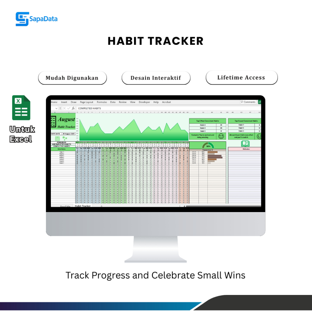 Jual Template Excel Habit Tracker – Catatan & Monitoring Kebiasaan ...