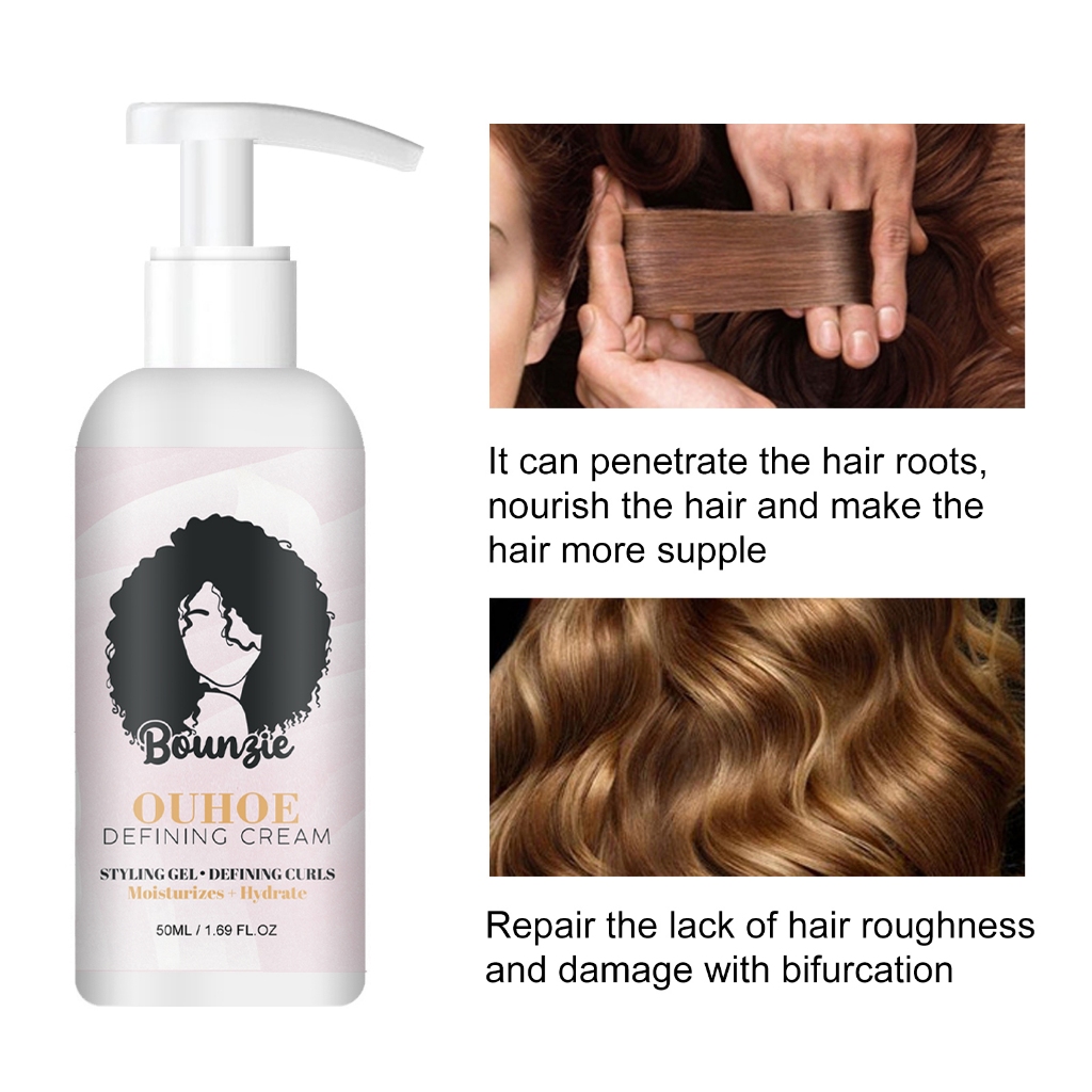 Jual OUHOE curly hair cream 50ml Curl Leave In Conditioner Untuk Rambut ...