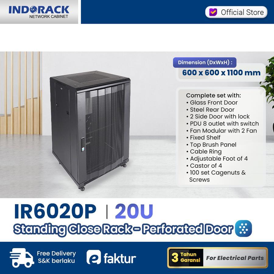 Jual Indorack IR6020P Close Rack 20U Depth 600mm Perforated Door Rak ...