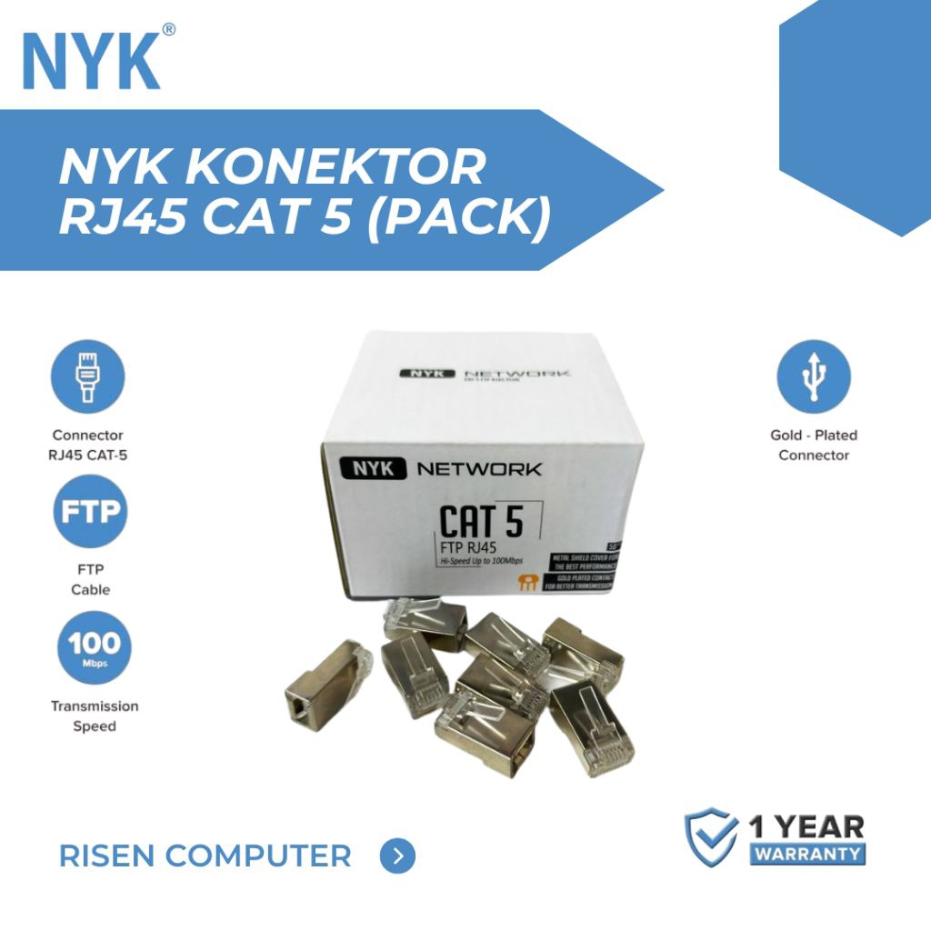 Jual PORT RJ45 CAT5 Besi NYK 1 PACK Gold Plate Konektor Connector Lan ...