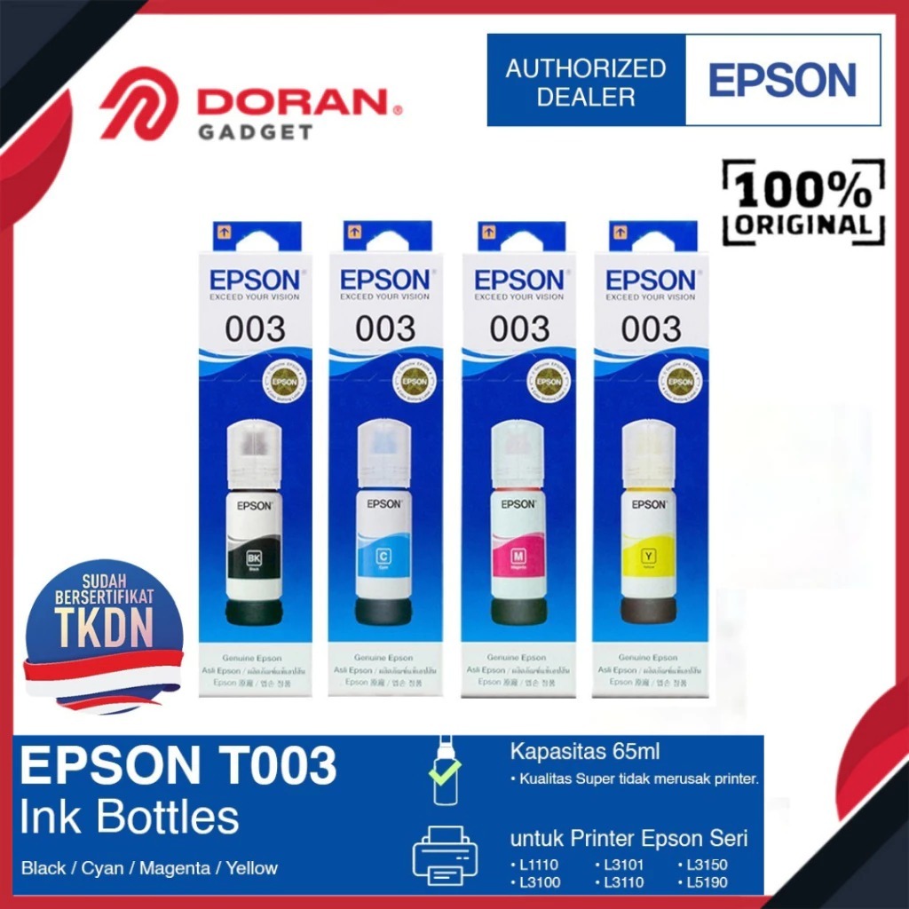 Jual Tinta Refill Printer Bottle Original Epson 003 Color Black - Cyan ...