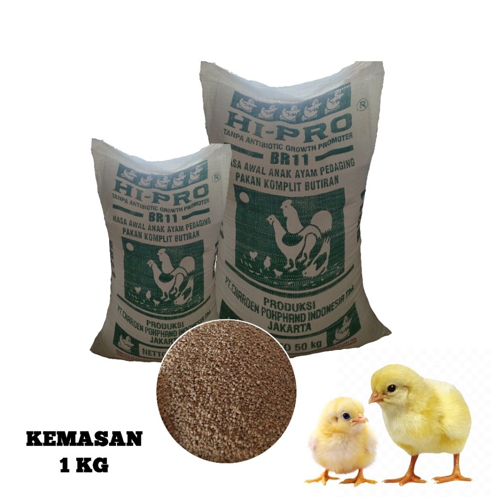 Jual Pakan Ayam Ras Pedaging BR11 HI-PRO-VITE (KEMASAN 1 KG)(Broiler ...
