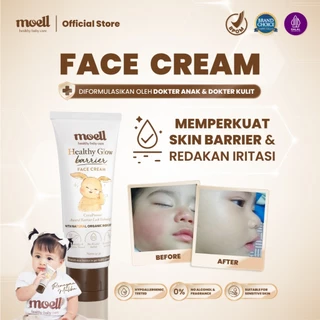 Moell Face Cream 40gr Plant Based Probiotics & Panthenol - Pelembap Wajah Bayi - Menenangkan & Meredakan Kulit Sensitif, Kering dan Iritasi - Skincare Bayi - Skincare Anak
