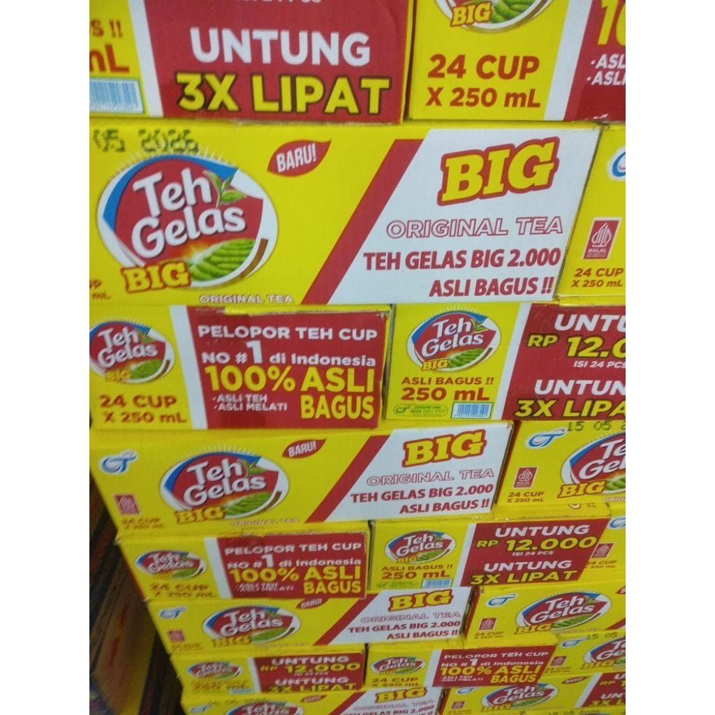 Jual Teh Gelas Big Original Tea 250ml l 1 Dus Isi 24 cup Rasa Original ...