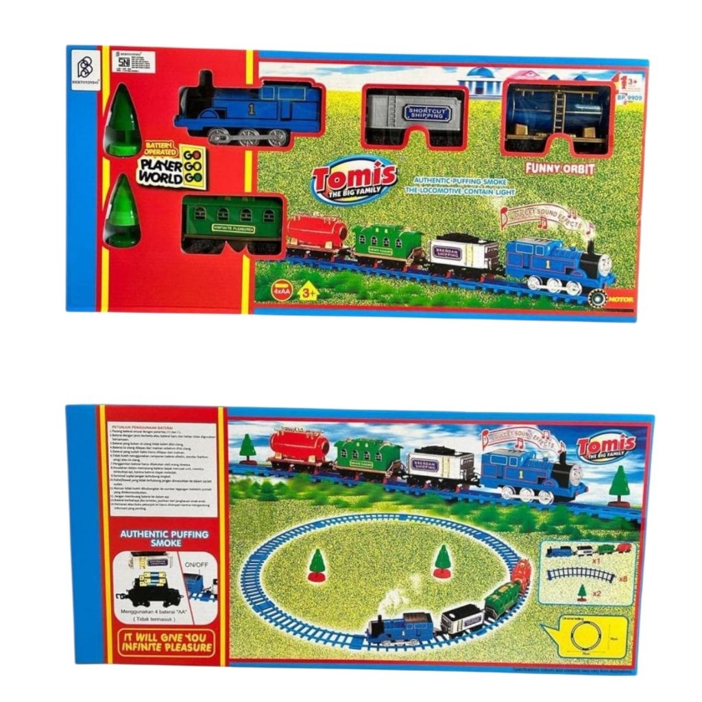 Jual Mainan anak set kereta apu chocho /Thomad train keluar asap lampu ...