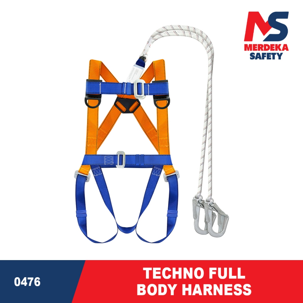 Jual Merdeka Safety Techno Full Body Harness 0476 Double Hook | Shopee ...