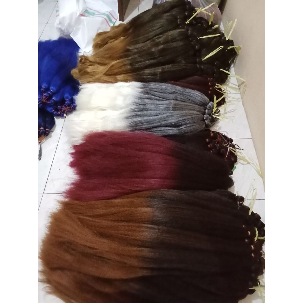 Jual rambut sambung 2 warna#rambut cemara ombre#rambut cemara 2 warna ...