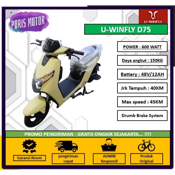 Jual SEPEDA LISTRIK U-WINFLY D75 600W GARANSI RESMI U-WINFLY | Shopee ...