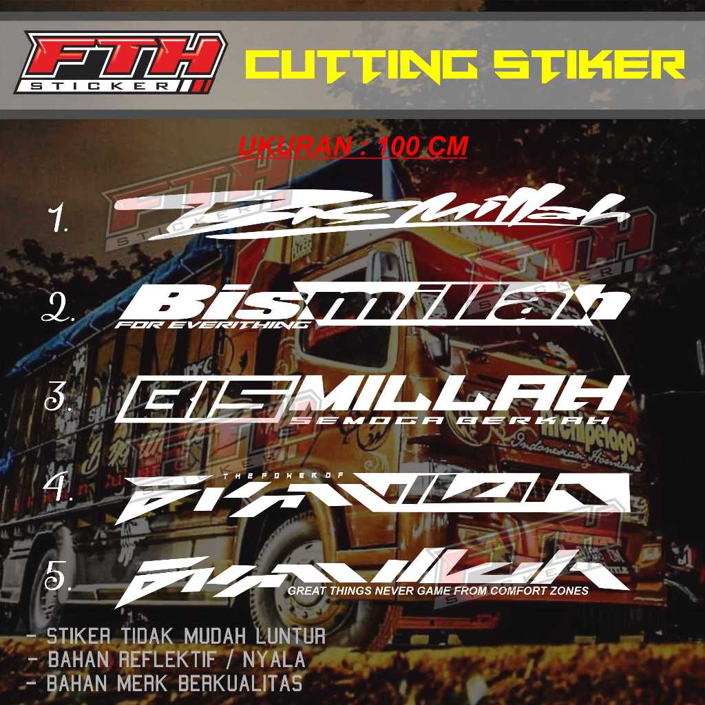 Jual Stiker kaca truk bismillah cutting stiker variasi kaca depan mobil ...