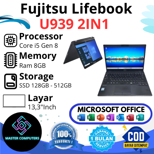 Jual Fujitsu Lifebook U939 Core i5 / i7 Gen 8 Ram 8GB / 16GB SSD