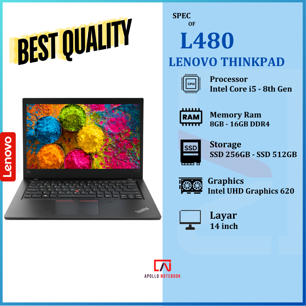 Jual Laptop Thinkpad L480 Core i5 gen 8 / Ram 8GB / SSD 512GB - Layar ...