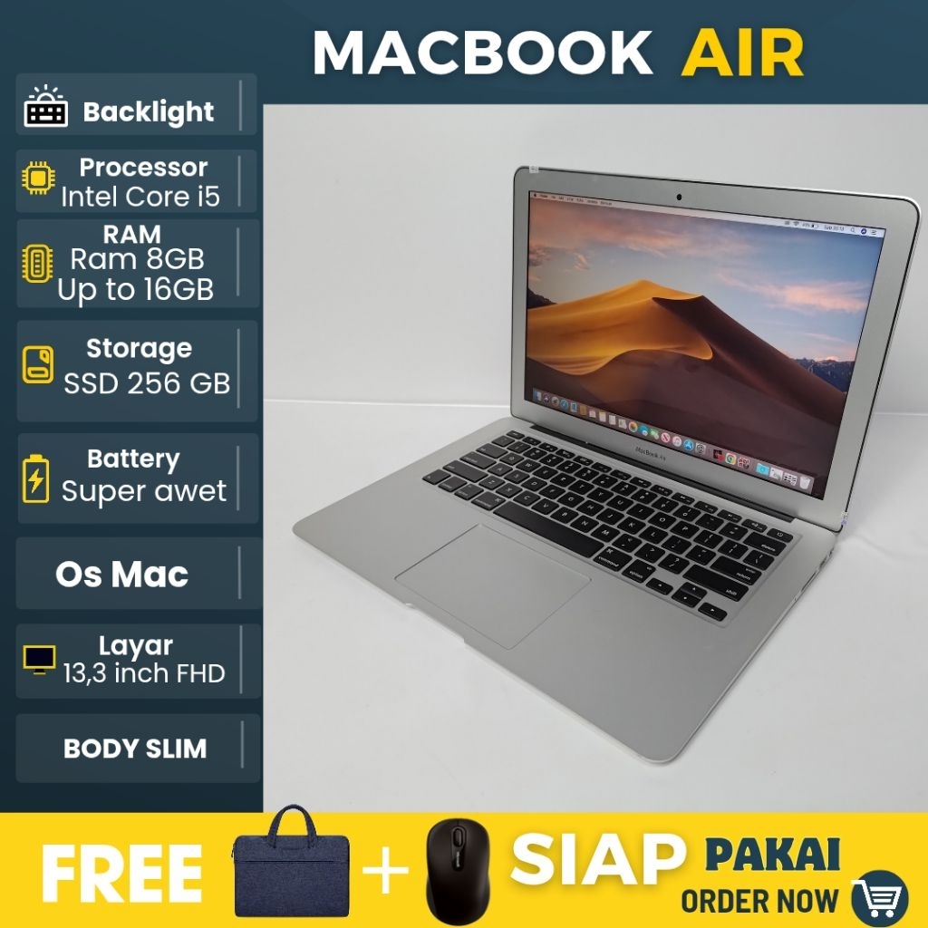 Jual Laptop macbook Air 2017 Intel Core i5 Ram 8GB SSD 256GB