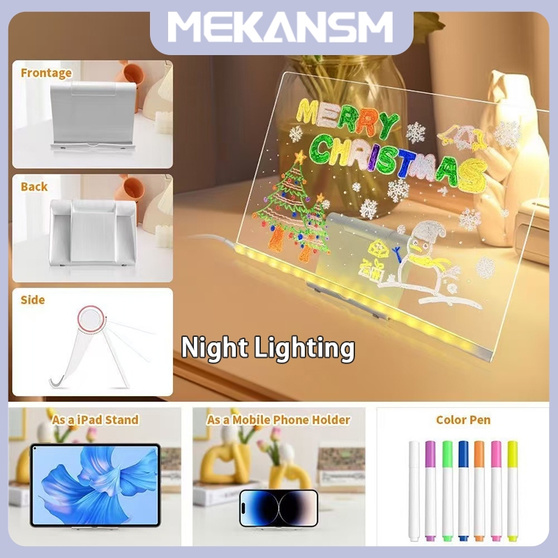 Jual MEKANSM Acrylic Note Board Message With Led Stand | Board Planner ...