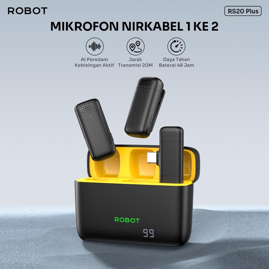 Jual ROBOT RS20 PLUS WIRELESS MICROPHONE 1 TO 2 CLIP CONNECTOR PORT ...
