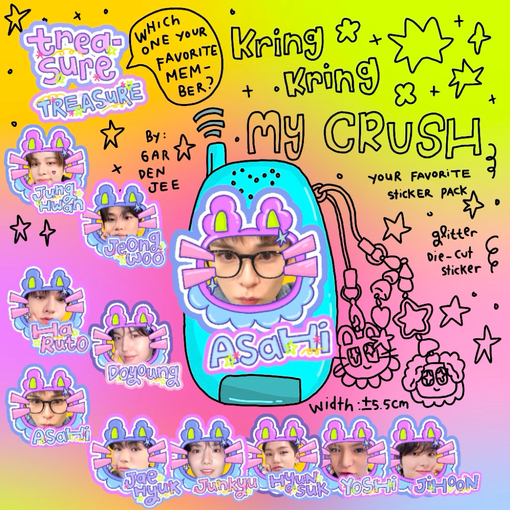 Jual kring kring my crush TREASURE die-cut glitter sticker pack ...