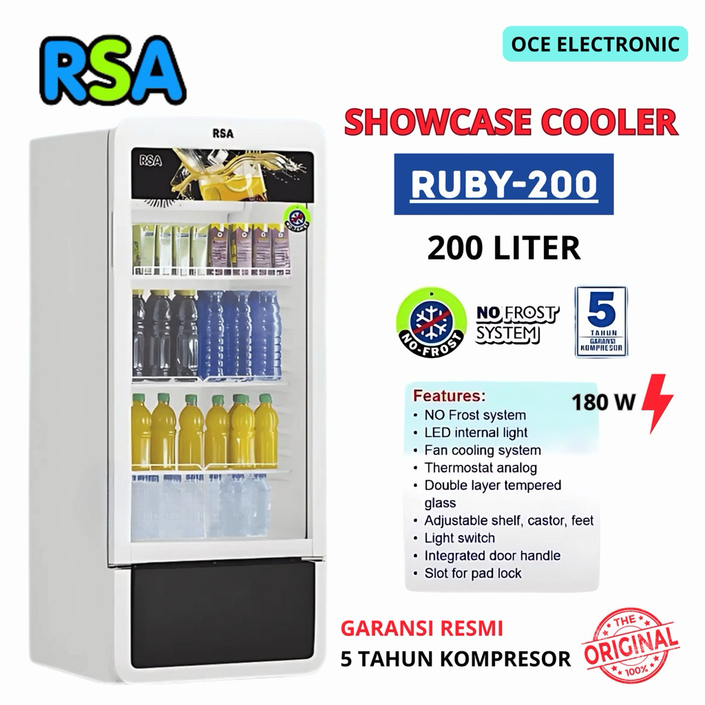 Jual RSA SHOWCASE COOLER RUBY-200 200 LITER TANPA SALJU NO FROST ...