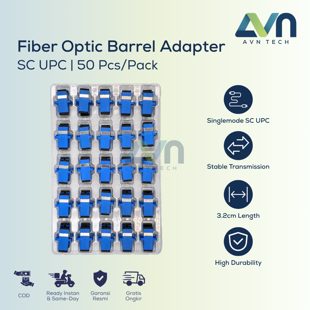 Jual Adapter SC UPC Fiber Optic 50 Pcs Barrel Coupler Connector ...