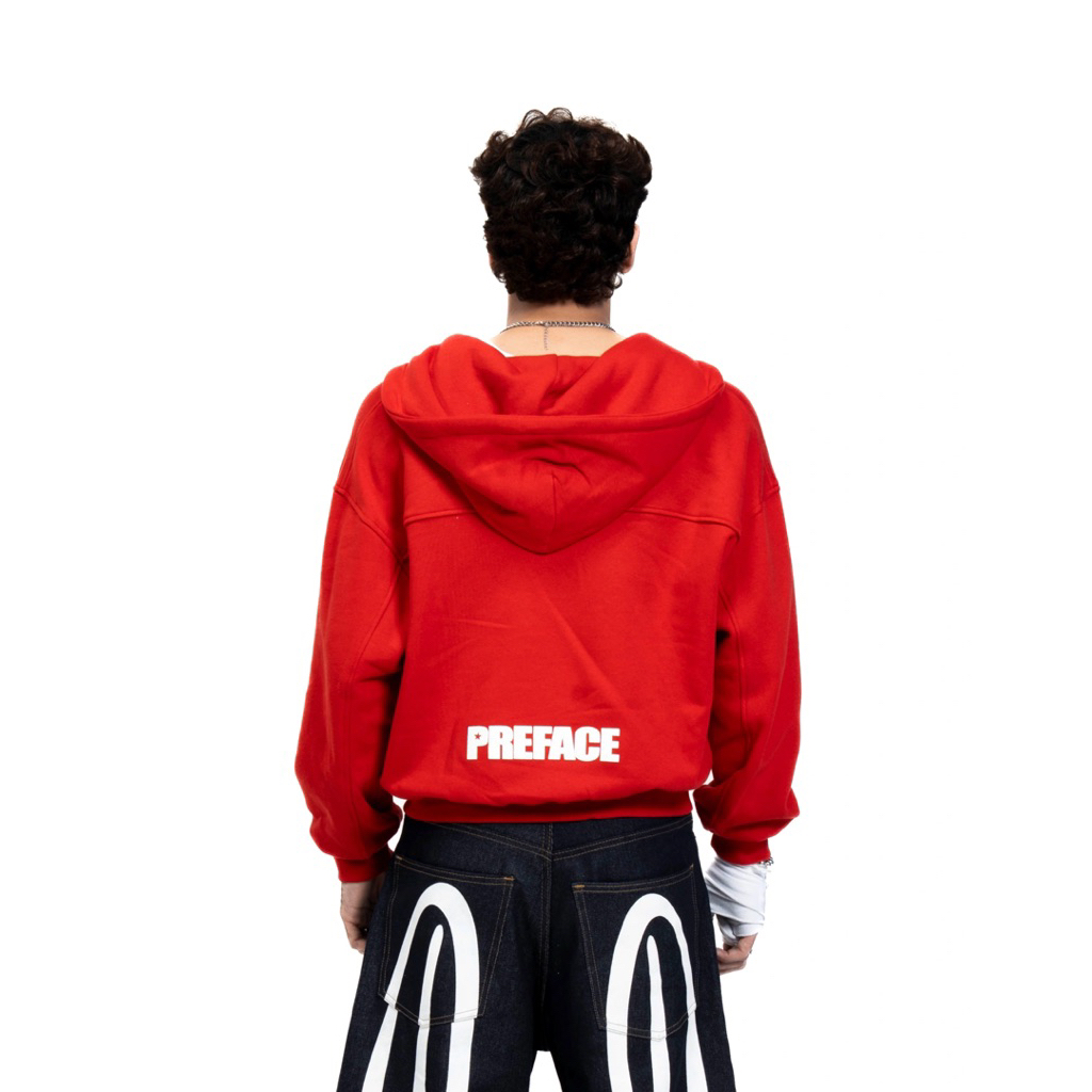 Jual [ORIGINAL 100%] PREFACE Unfinished Zip Hoodie Red || PREFACE ...