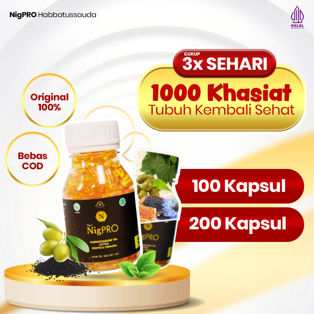 Jual NIGPRO ORIGINAL 200 KAPSUL & 100 Kapsul Habbatussauda Premium ...