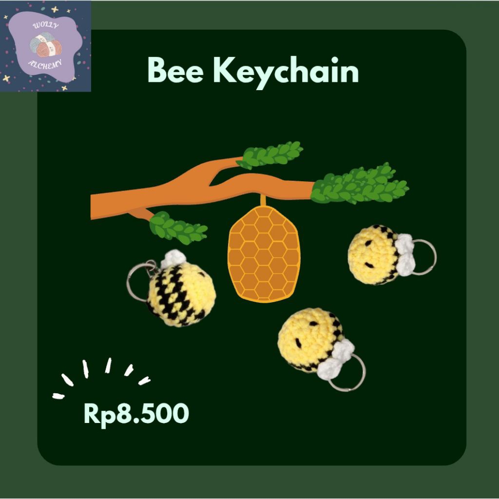 Jual Bee Crochet Keychain // Gantungan Kunci Lebah Rajut | Shopee Indonesia