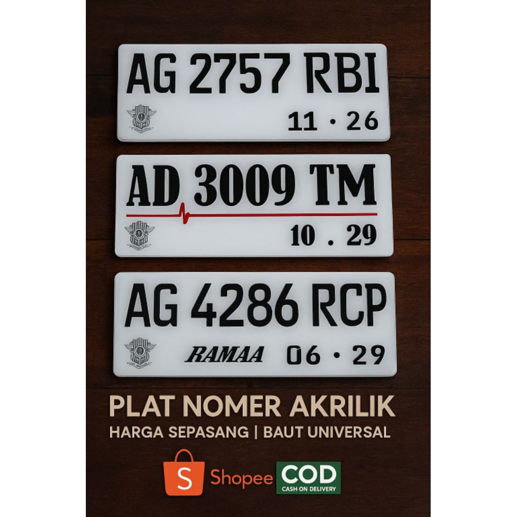 Jual PLAT NOMOR MOTOR AKRILIK MURAH, TEBAL BERKUALITAS BAUT TANAM ...