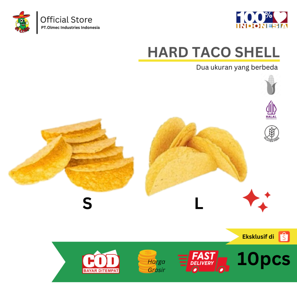 Jual HARD TACO SHELL CHIPS EL CHILE ( 1 PAK ISI 10PCS ) | Shopee Indonesia
