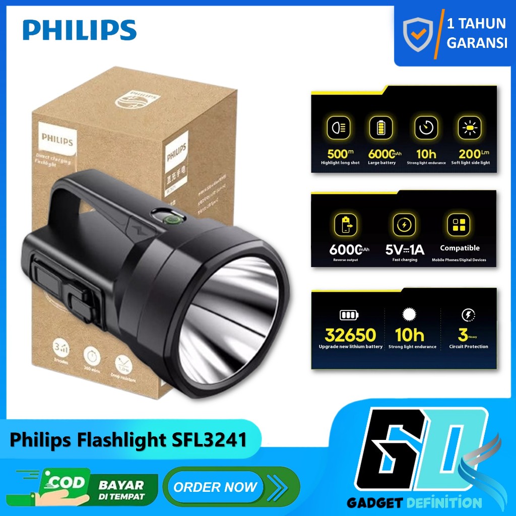 Jual Philips Lampu Senter LED Multifungsi SFL3241 Senter Jumbo Dengan ...