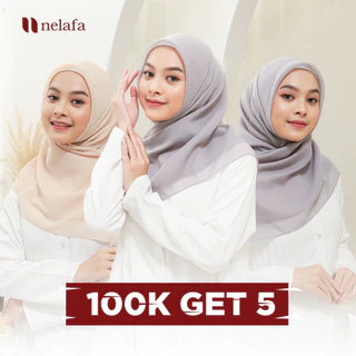 Nelafa Hijab - 100K GET 5 Plain Square Jilbab Premium Daily Wear