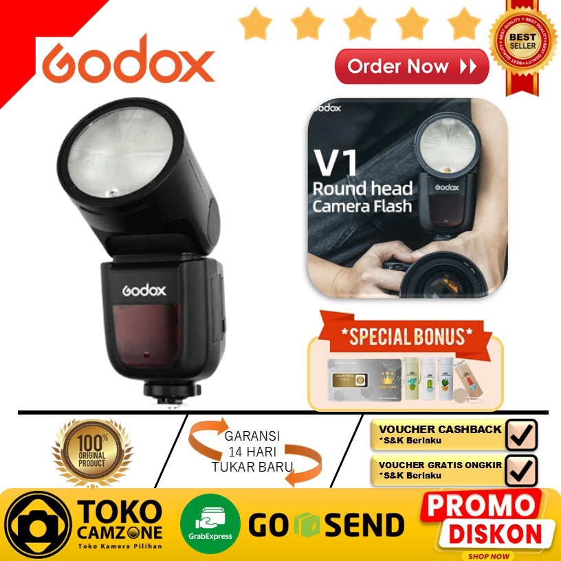 Jual Godox V1 Flash Camera Wireless 2.4G TTL 2980mAh for DSLR ...