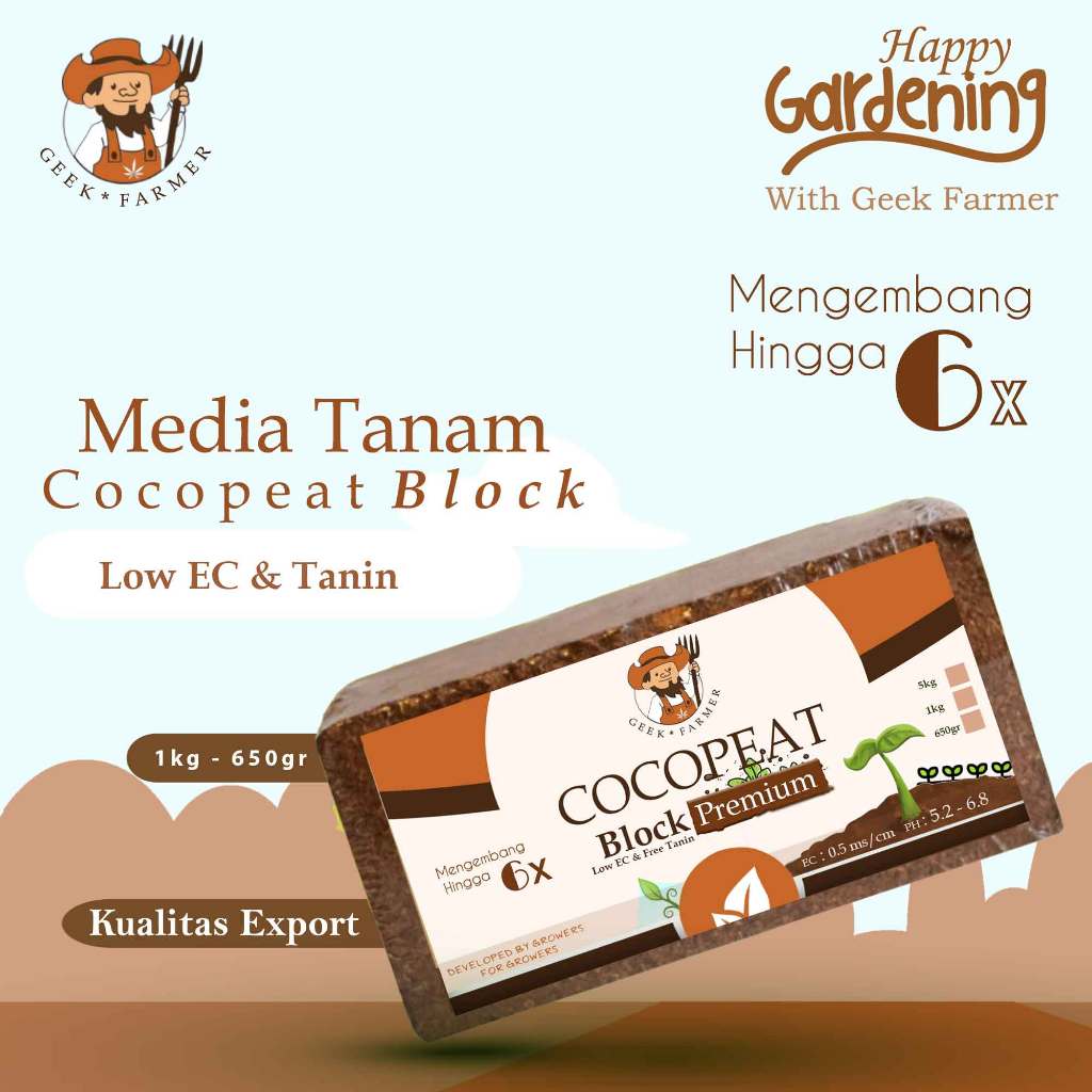 Geek Farmer - Cocopeat Block Media Tanam – Pengganti Tanah Siap Pakai untuk Semua Tanaman