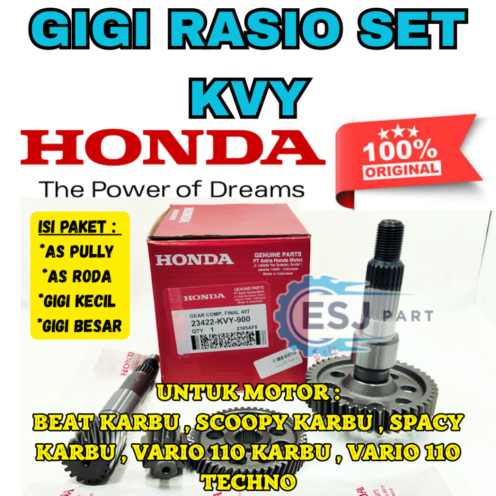 Jual GIGI RASIO SET KODE-KVY HONDA ASLI HONDA Beat karbu/Scoopy karbu ...