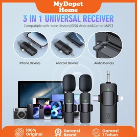 【✅】Mic Wireless Clip On 3 In1 Mikrofon Nirkabel Untuk IPhone Type C 3.5mm Nirkabel Lavalier