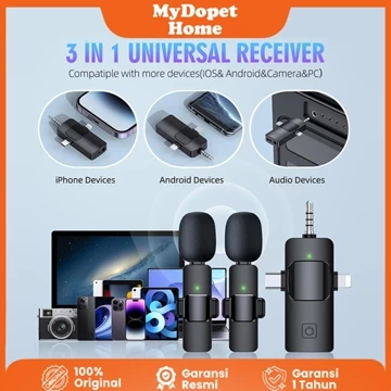 【✅】Mic Wireless Clip On 3 In1 Mikrofon Nirkabel Untuk IPhone Type C 3.5mm Nirkabel Lavalier