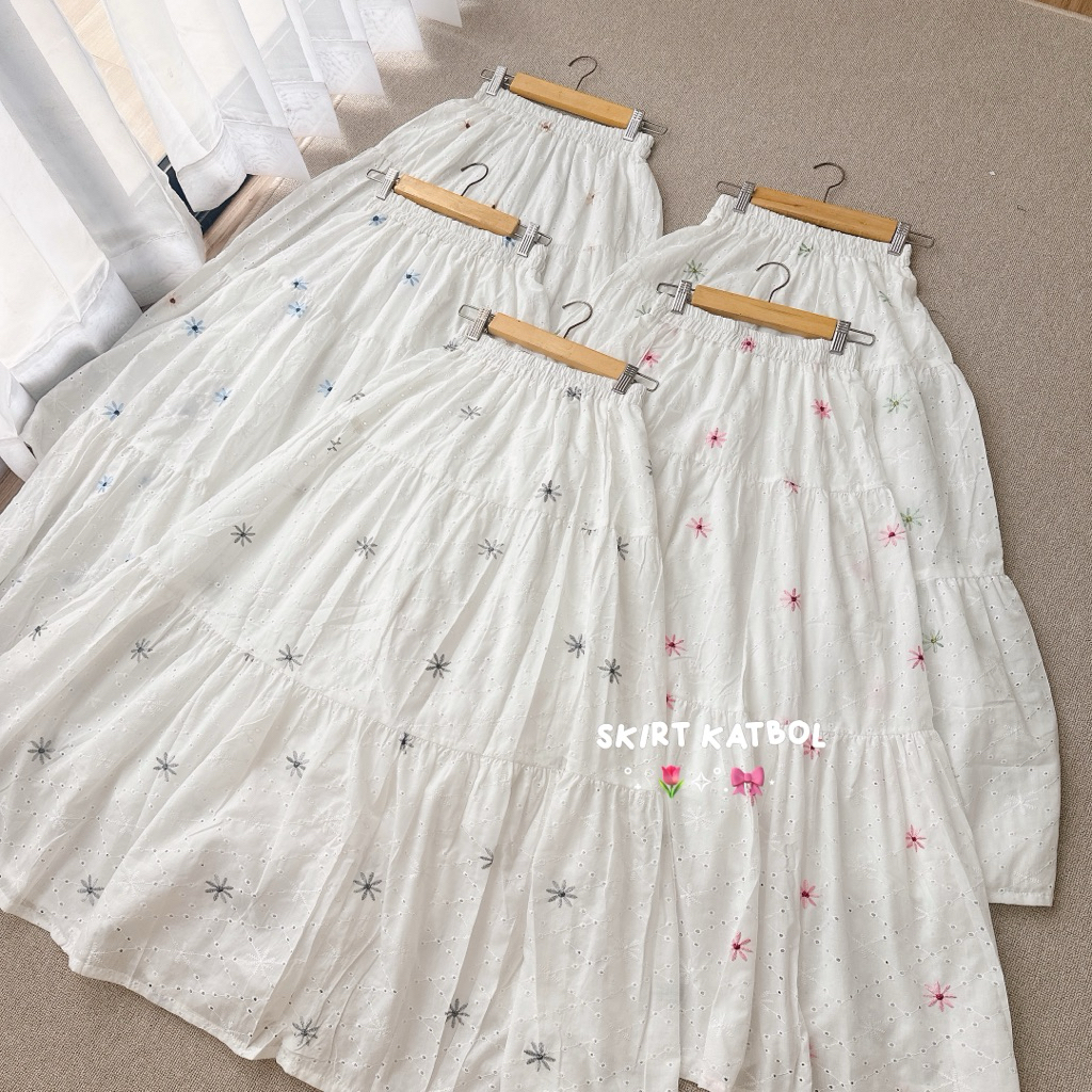 Jual Rok Susun 3 Wanita Korean Style Bahan katbol dengan Ruffle dan ...