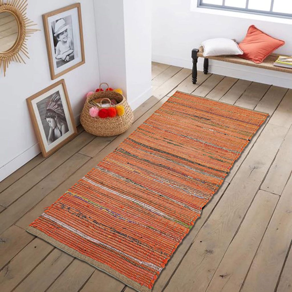 Jual Chardin home Jute and Rust Cotton Runner Rug – 2x5 Ft Handwoven ...