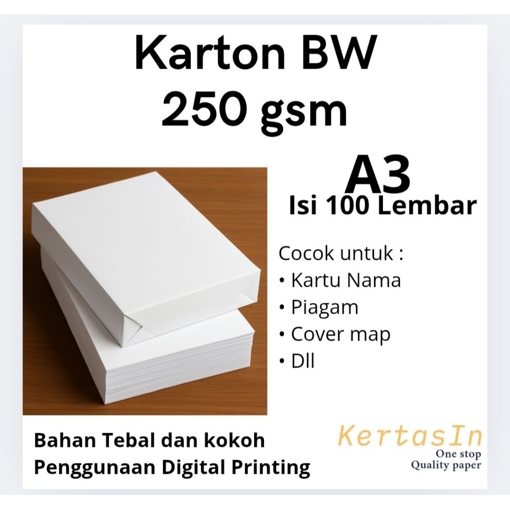 Jual Kertas BW 250 gsm A3 Bluish White Tebal Isi 100 Lembar – untuk ...