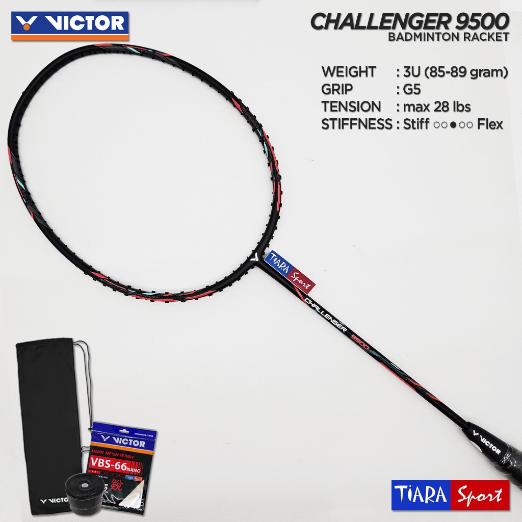 Jual Raket VICTOR Challenger 9500 CD - Black Red - 4U / 3U Badminton ...