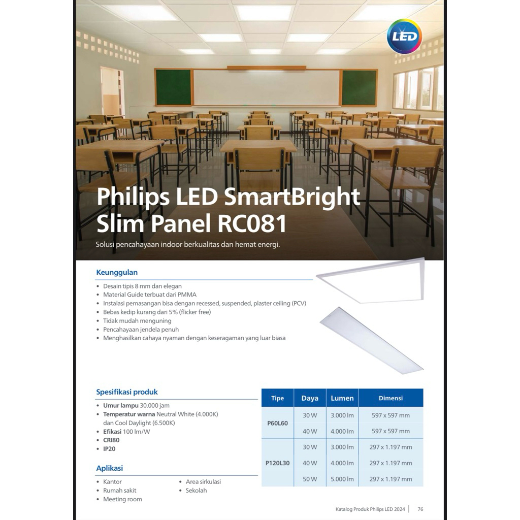 Jual Philips RC081V LED27S/865 PSUW30L120 Slim Panel LED Gypsum 30x120 ...