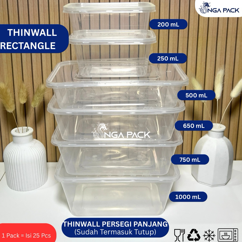 Jual Thinwall Persegi Panjang / Thinwall Rectangle 200ml 250ml 500ml ...
