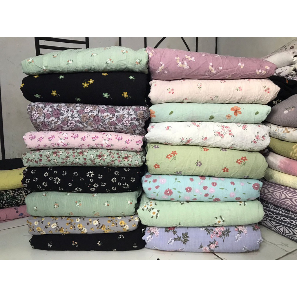 Jual KAIN KILOAN BAHAN CRINGKLE MOTIF RANDOM– SETENGAH KILO ±3 METER ...