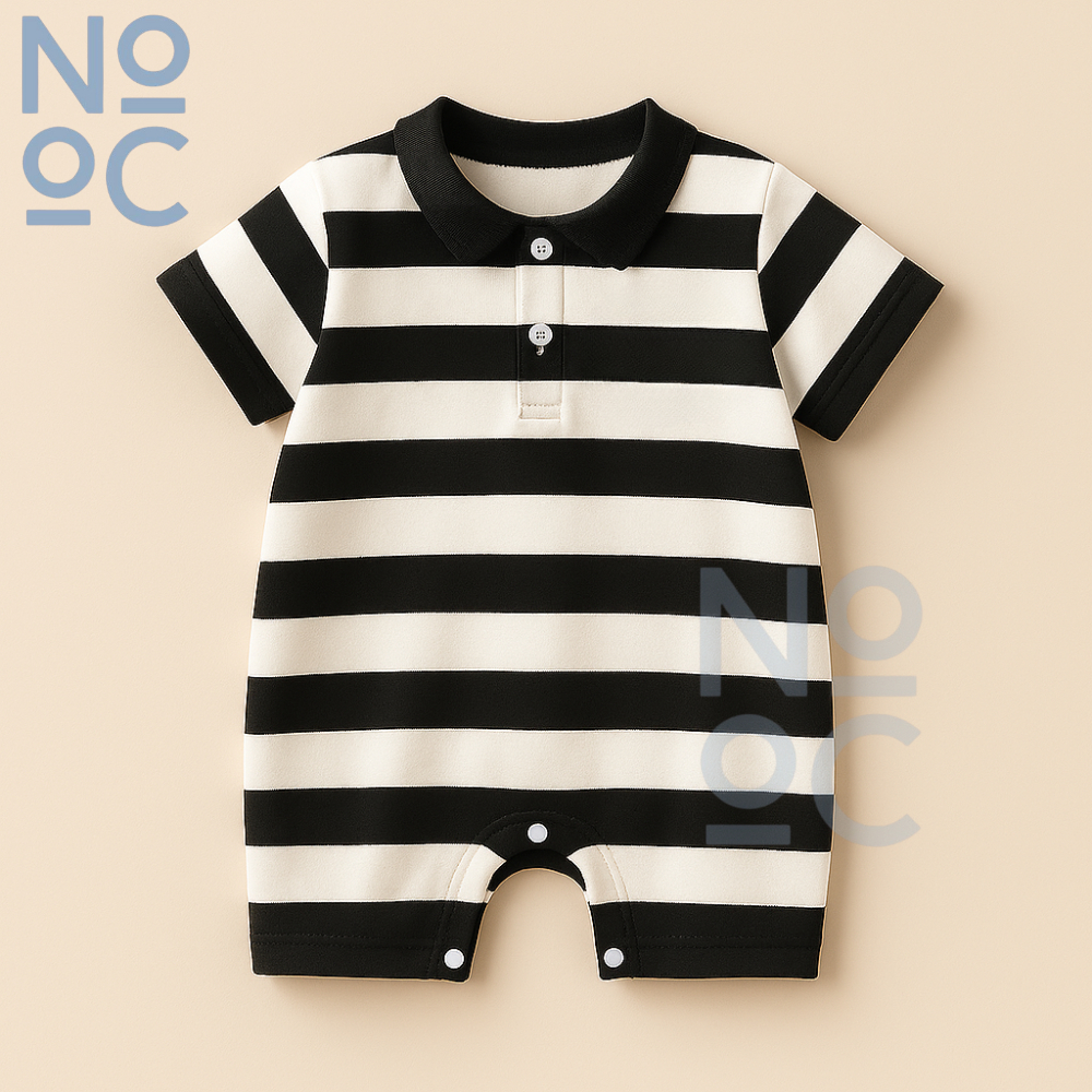 Jual NOOC Romper Kerah Baby Fashion Salur Baju Bayi LaKI