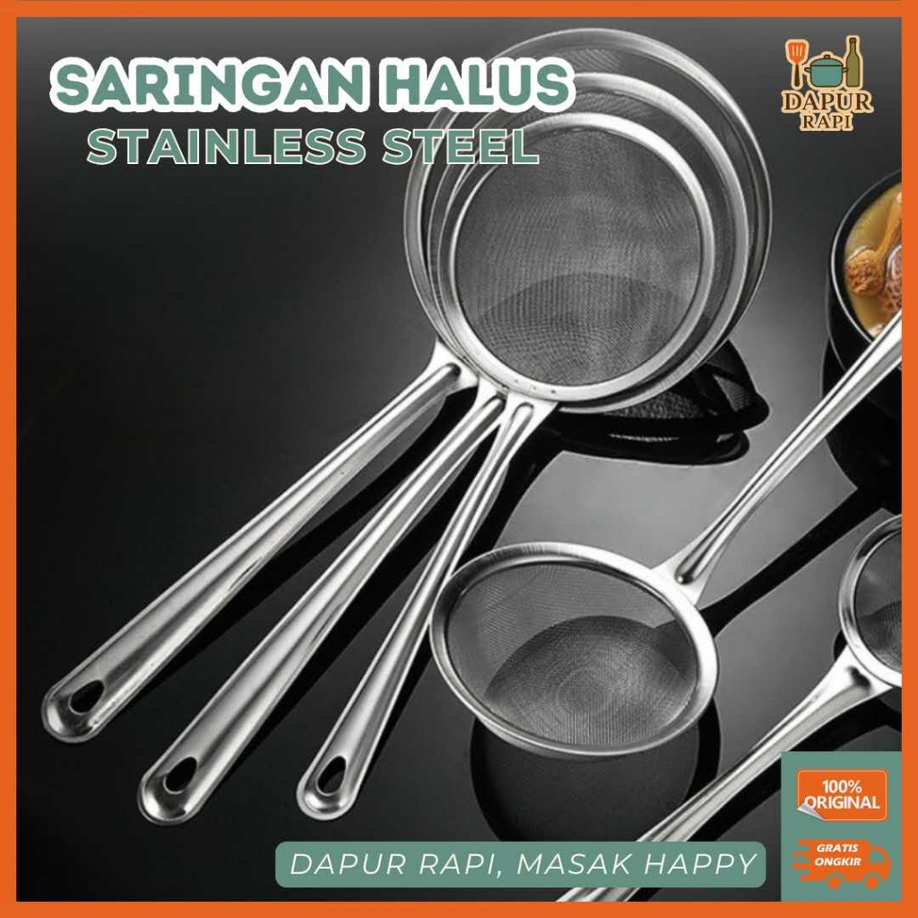 Jual Dapur Rapi Saringan Stainless Steel Gagang Panjang Halus 12-18cm ...