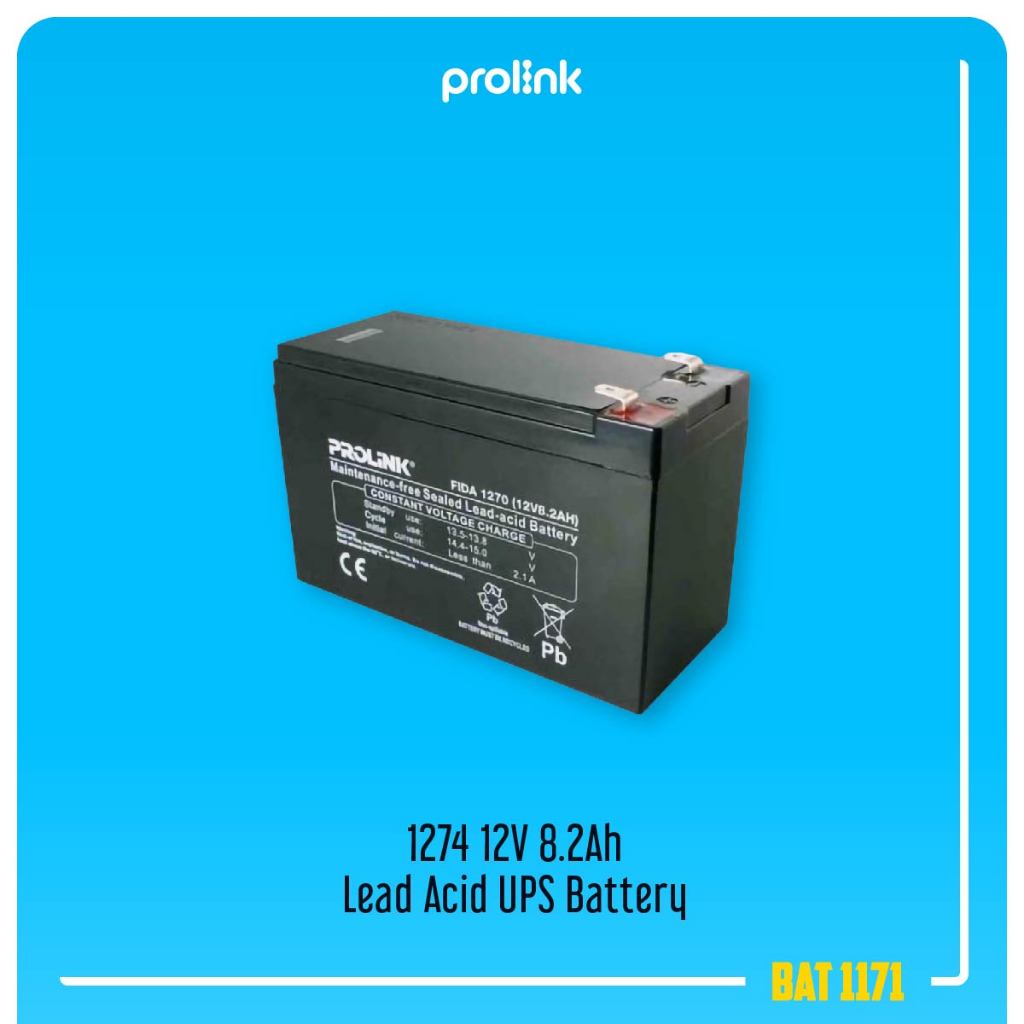Jual Prolink FIDA 1274 12V 8.2Ah Sealed Lead Acid Battery Baterai UPS ...